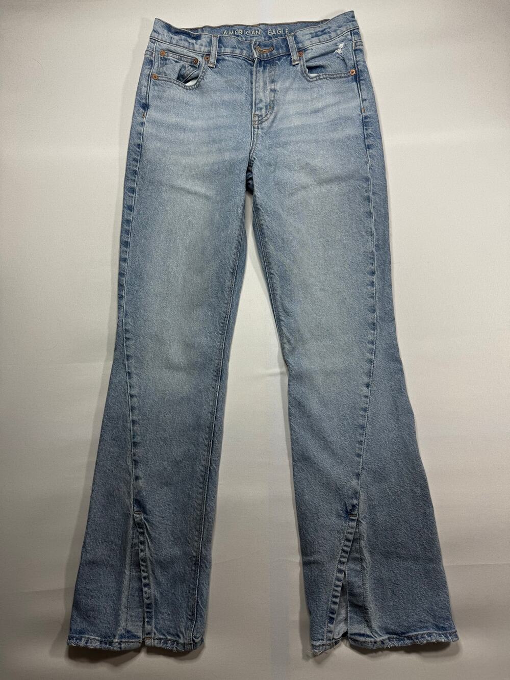American Eagle Women's Split Ankle 90s Bootcut Blue Denim Jeans - Size 4 (28x31)